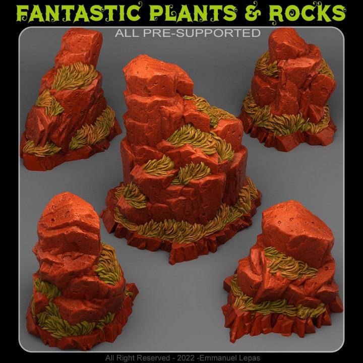 Red Giant Rocks Wargaming Terrain Objectives | Fantastic Plants and Rocks | PathFinder | Mini | Dungeons and Dragons | Fantasy | RPG