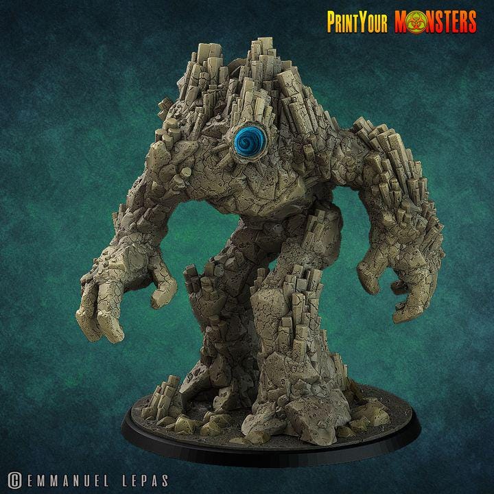 Basalt Elemental Battle Miniatures | Print Your Monster | Fantasy | Grimdark | DnD | Tabletop Wargaming Mini
