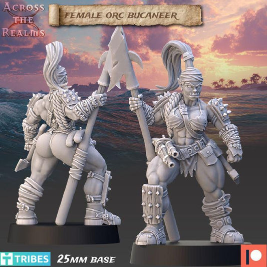 Female Orc Buccaneer - Across the Realms - Tabletop Wargaming Miniature for Grimdark | OPR | Sci-fi