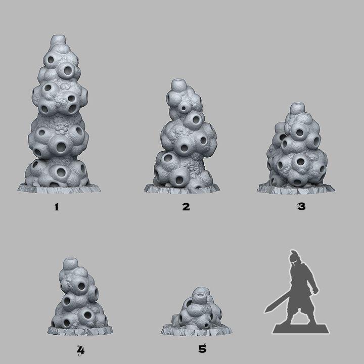 Mutant Anthill Towers Wargaming Terrain Objectives | Fantastic Plants and Rocks | PathFinder | Mini | Dungeons and Dragons | Fantasy | RPG