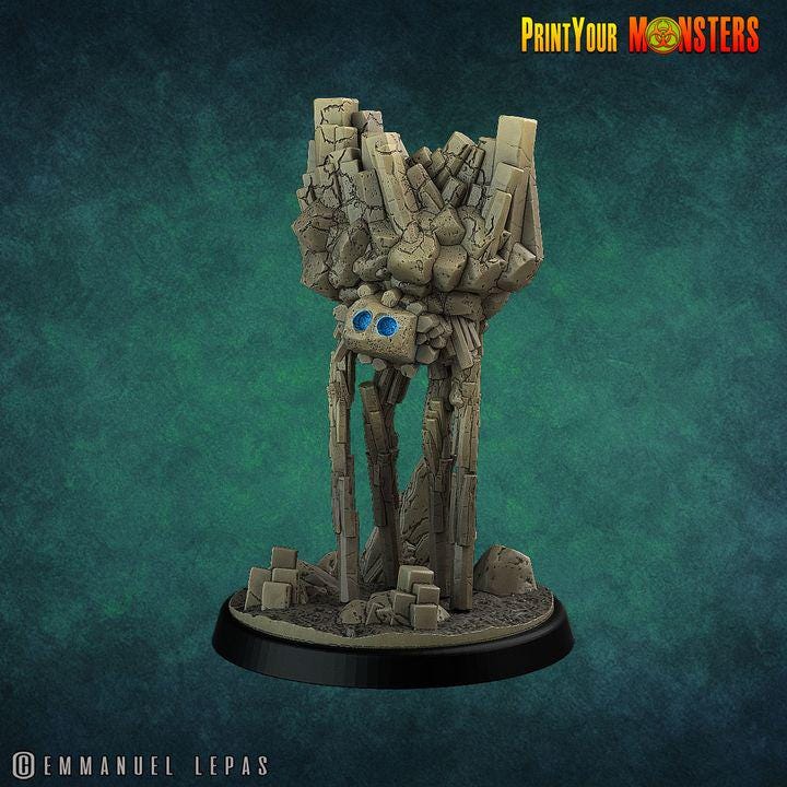 Basalt Elemental Battle Miniatures | Print Your Monster | Fantasy | Grimdark | DnD | Tabletop Wargaming Mini