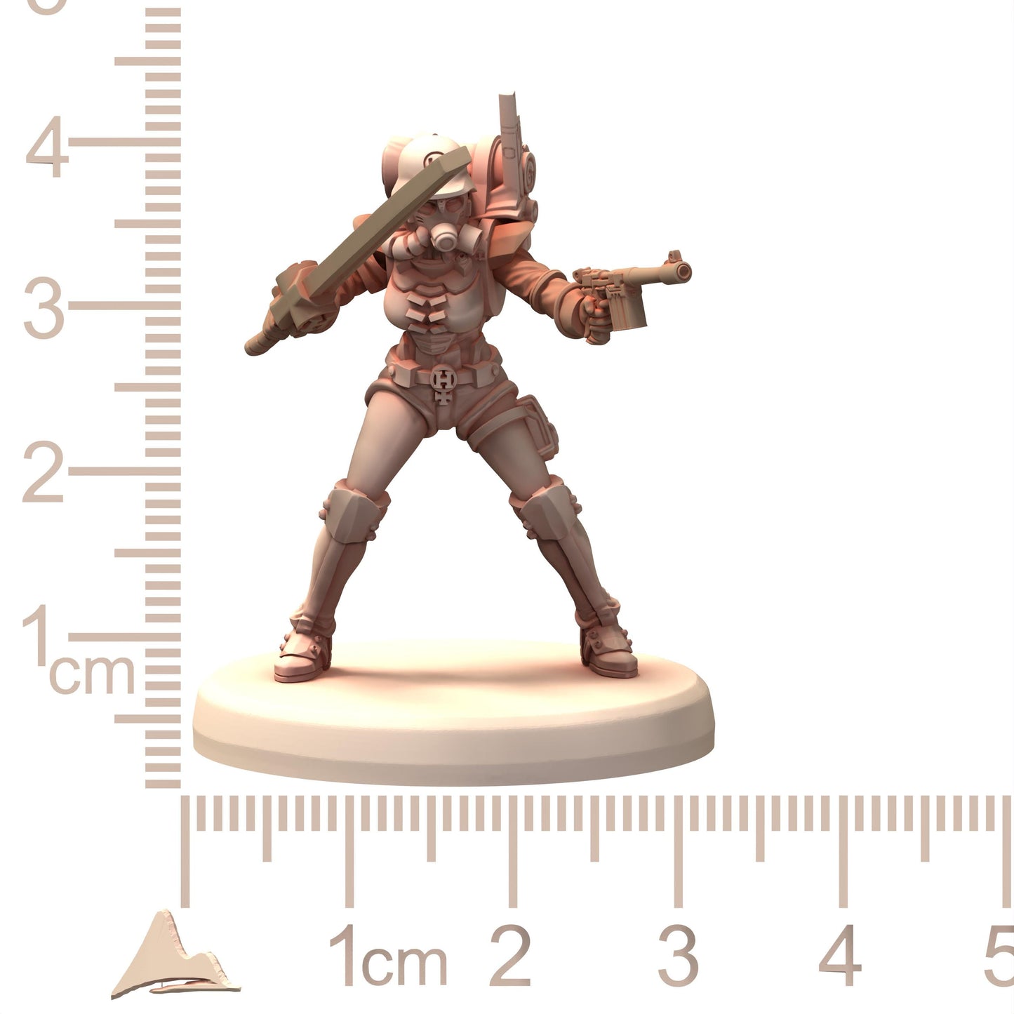 MILITARIA Herrschaft Soldatin Female Army with Gattling and Flamethrower - Printerra - Tabletop Wargaming Miniature for Grimdark OPR Sci-fi