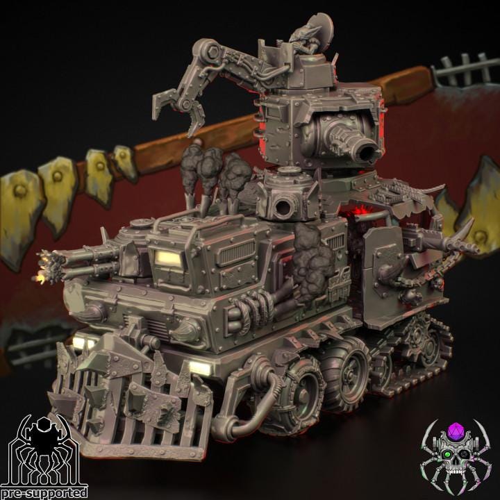 Orkz Heavy Armoured War Wagon • 32mm Grimdark Ork Miniatures Set for Sci-Fi Wargames & TTRPG | Eight Legs Miniatures mini