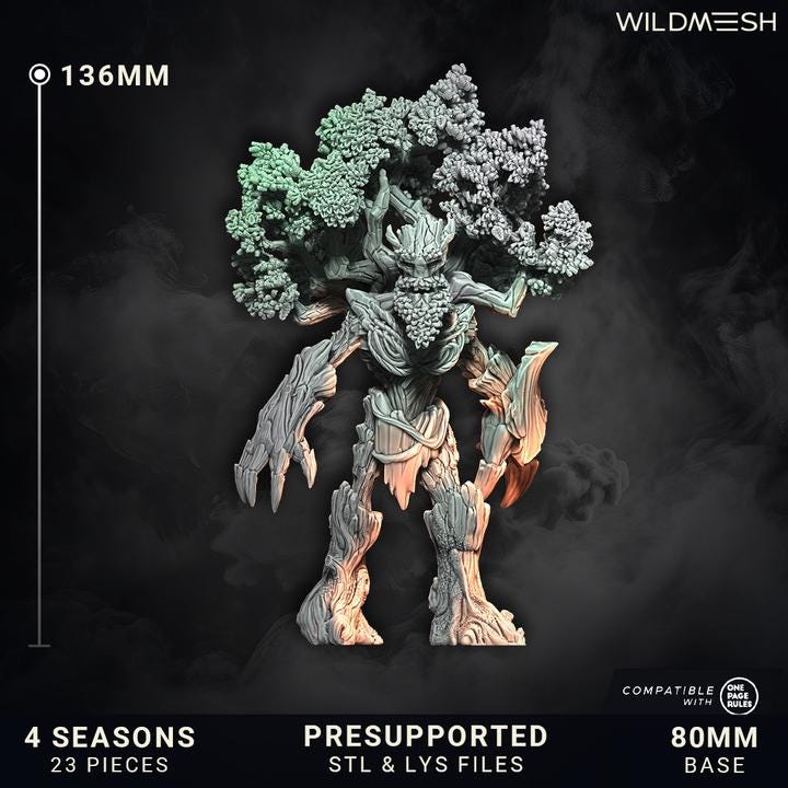 Elf Fantasy - Ents of the season (all four seasons) New release August 25 - Wildmesh - Tabletop Wargaming for Grimdark