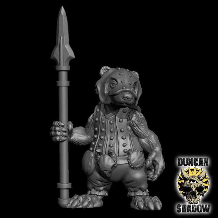 Badger Folk Rangers with Spears | Duncan Shadow | PathFinder | Mini | Tabletop Wargaming | Dungeons and Dragons | Resin | Fantasy | RPG