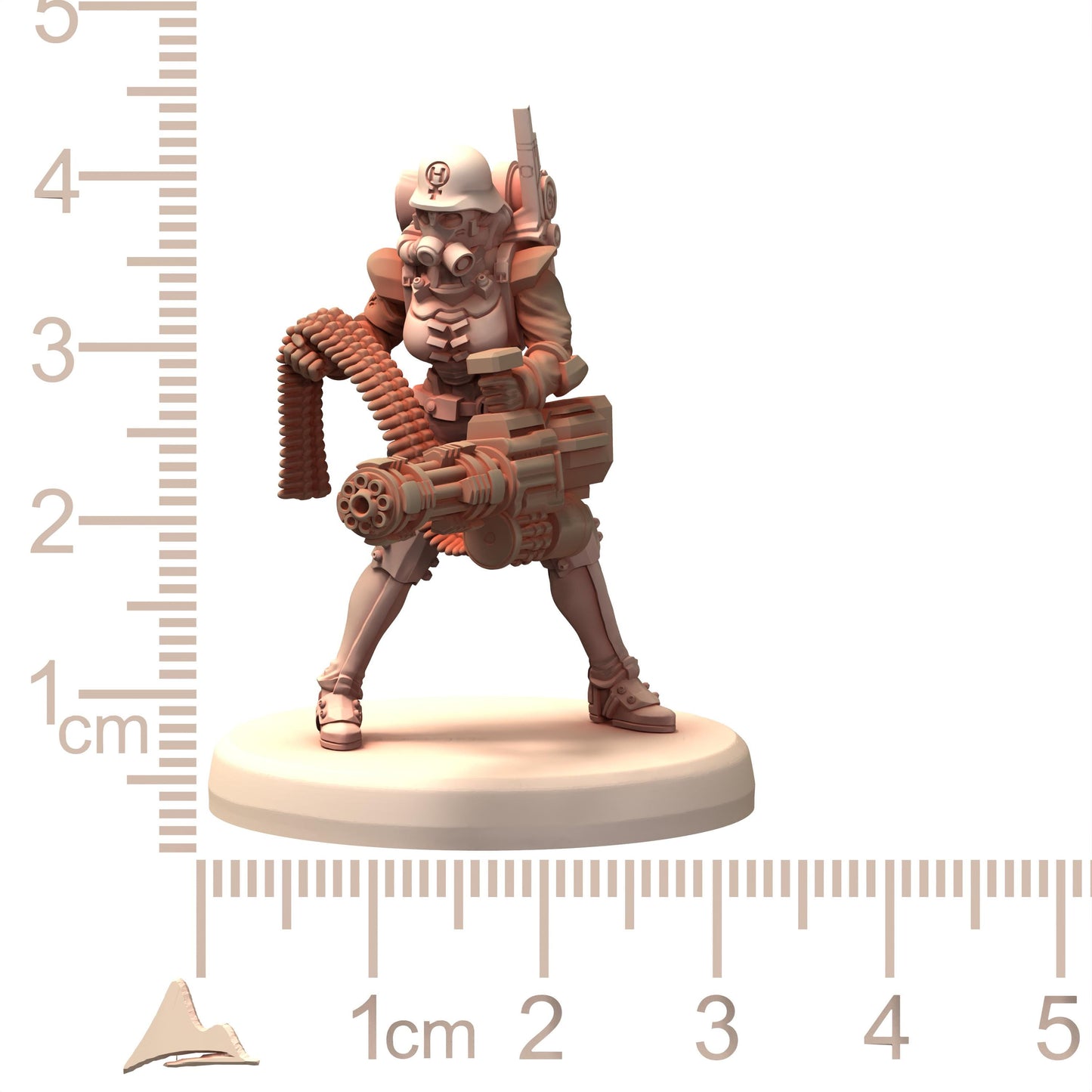 MILITARIA Herrschaft Soldatin Female Army with Gattling and Flamethrower - Printerra - Tabletop Wargaming Miniature for Grimdark OPR Sci-fi