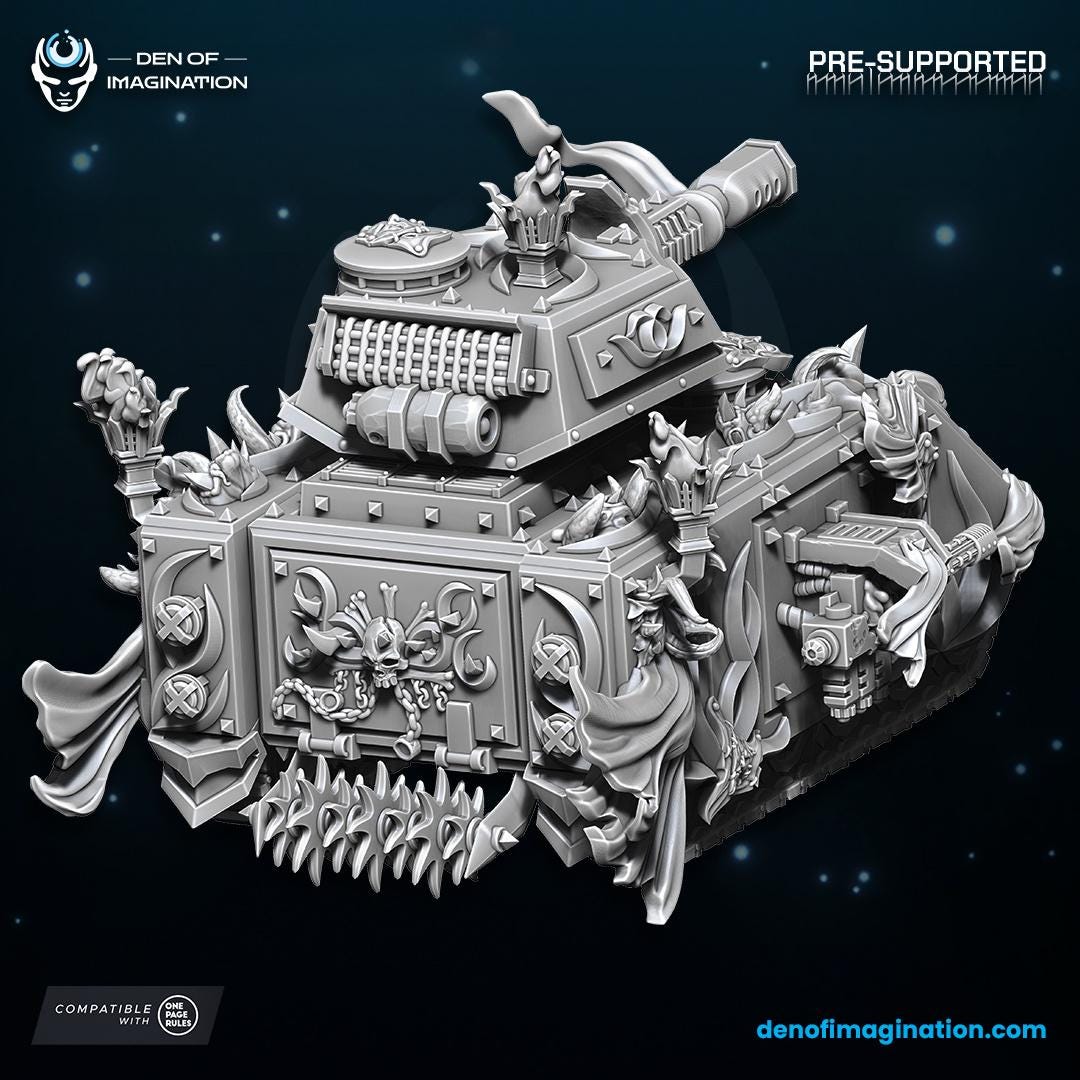 Chaos Battle / Transporter Tank Miniature - Chaos Of Excess - Wildmesh Wildmesh Tabletop Wargaming for Grimdark Alternative OPR