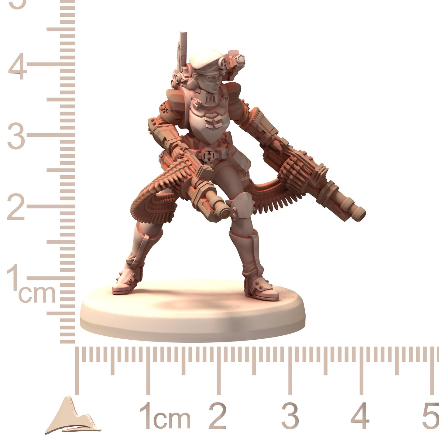 MILITARIA Herrschaft Soldatin Female Army with Gattling and Flamethrower - Printerra - Tabletop Wargaming Miniature for Grimdark OPR Sci-fi