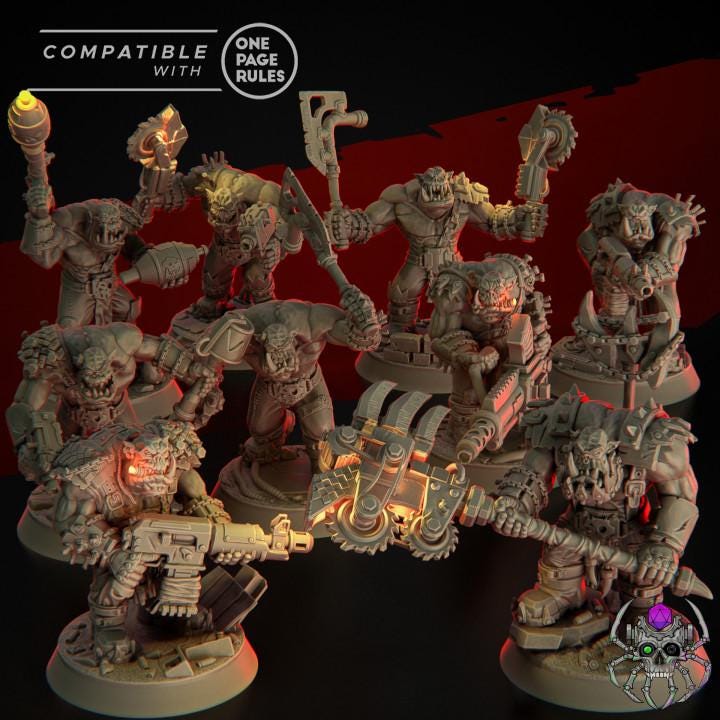 Ork Wasteland Marauderz • 32mm Grimdark Ork Miniatures Set for Sci-Fi Wargames & TTRPG | Eight Legs Miniatures mini