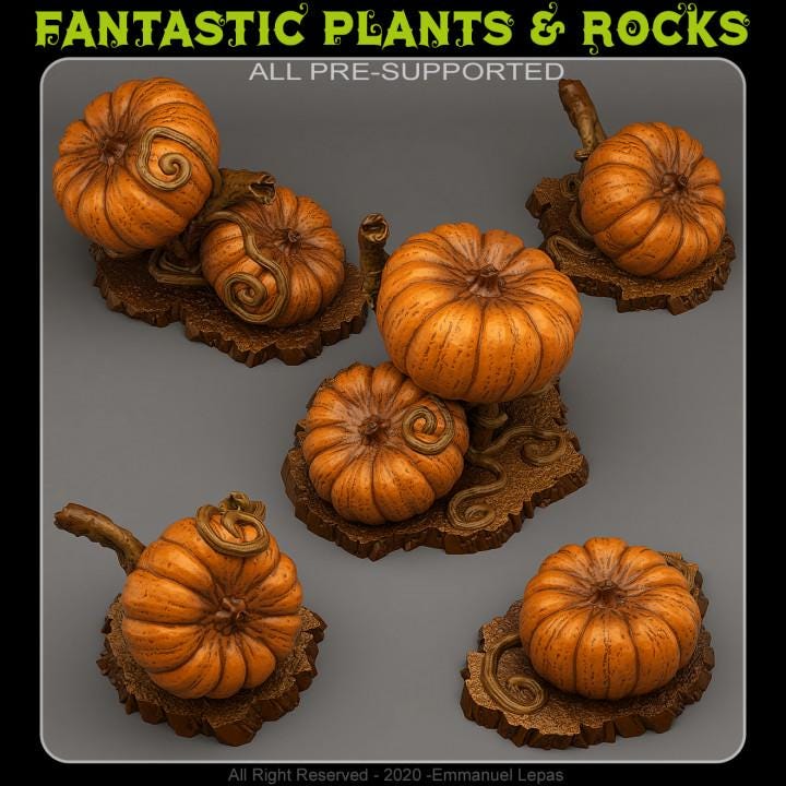 Giant Pumpkins Wargaming Terrain Objectives | Fantastic Plants and Rocks | PathFinder | Mini | Dungeons and Dragons | Fantasy | RPG