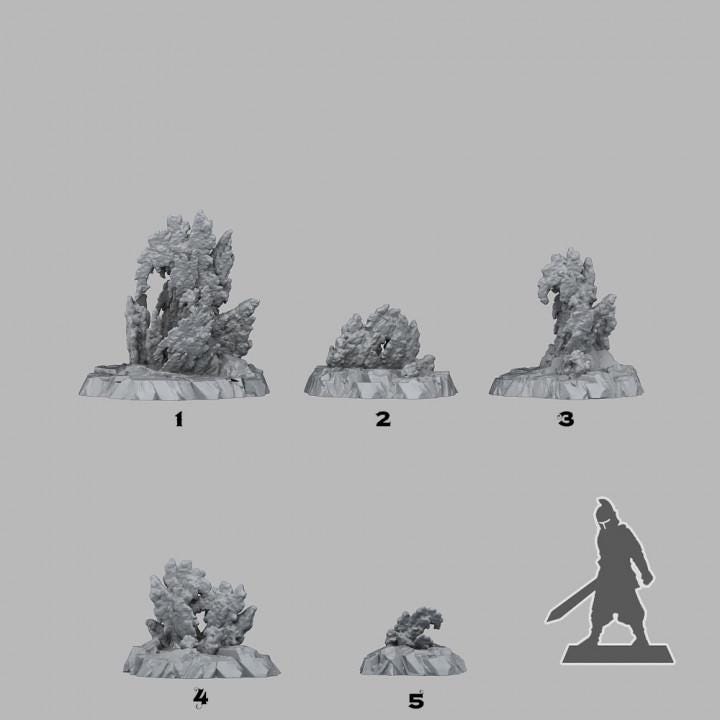 Neptunian Rocks Wargaming Terrain Objectives | Fantastic Plants and Rocks | PathFinder | Mini | Dungeons and Dragons | Fantasy | RPG