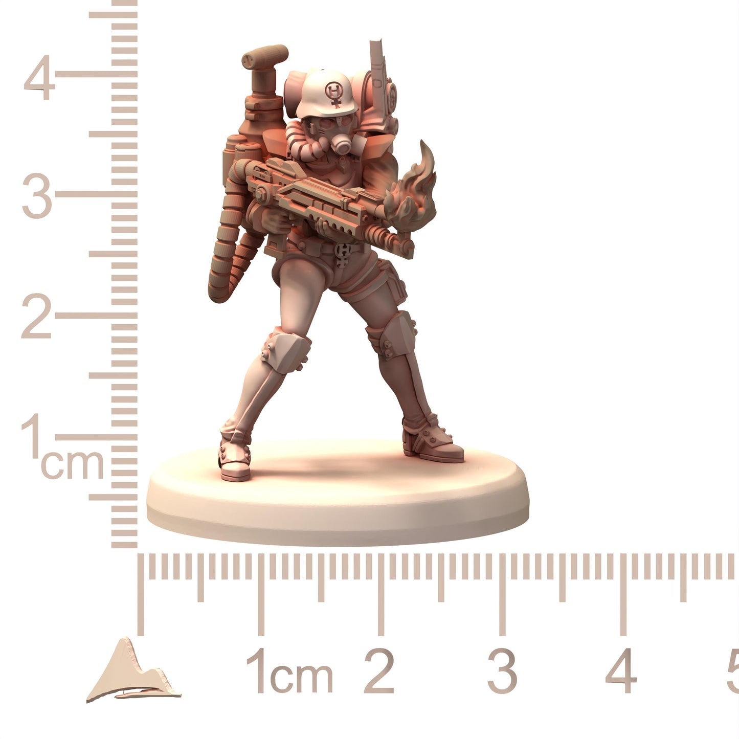 MILITARIA Herrschaft Soldatin Female Army with Gattling and Flamethrower - Printerra - Tabletop Wargaming Miniature for Grimdark OPR Sci-fi