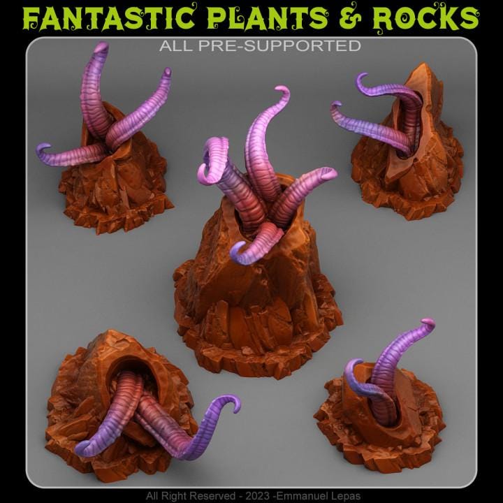 Wargaming Terrain Alien Mars Rocks | Fantastic Plants and Rocks | PathFinder | Mini | Tabletop Wargaming | Dungeons and Dragons | OPR