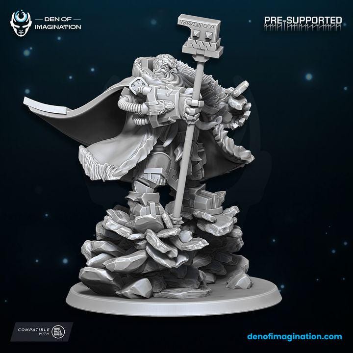 Space Dwarfs - Miniature - Avalanche Lord with Drones - Wildmesh - Tabletop Wargaming for Grimdark | Alternative | OPR Sci-Fi mini