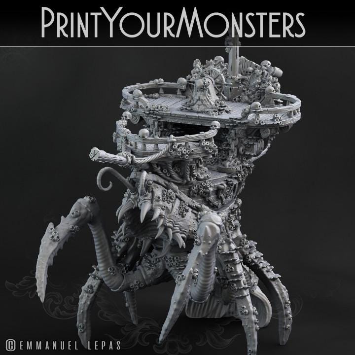 Shrimp Ship | Fantasy Miniature | Print your Monster | PathFinder | Mini | Tabletop Wargaming | Dungeons and Dragons | Resin | Fantasy | RPG