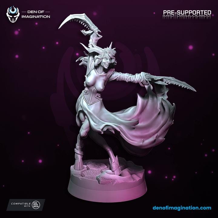 Chaos Demon - Battle Dancer succubus of Excess - Miniature - NEW WildMesh release March 25 Tabletop Wargaming for Grimdark | OPR
