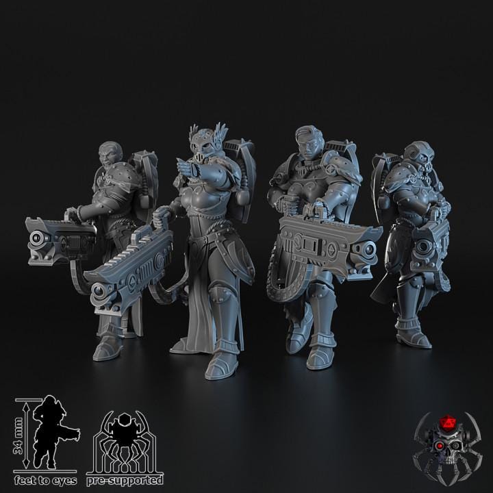 Widows of Retribution Battle Squad - Battle Sisters - for Sci-Fi Wargames & TTRPG | Eight Legs Miniatures mini