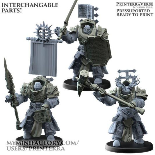 Grey Crusader Knights - Belthazar - Printerra Studios - Tabletop Wargaming Miniature for Grimdark | OPR | Sci-fi
