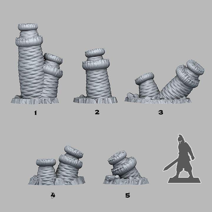 Monstrous Worm Plants Wargaming Terrain Objectives | Fantastic Plants and Rocks | PathFinder | Mini | Dungeons and Dragons | Fantasy | RPG