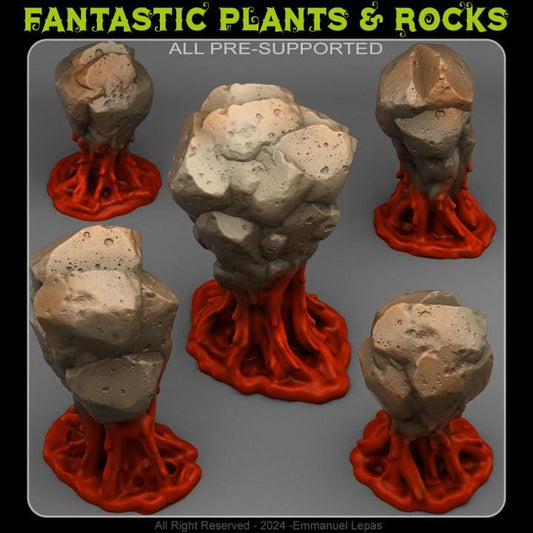 Blood Rocks Wargaming Terrain Objectives | Fantastic Plants and Rocks | PathFinder | Mini | Dungeons and Dragons | Fantasy | RPG