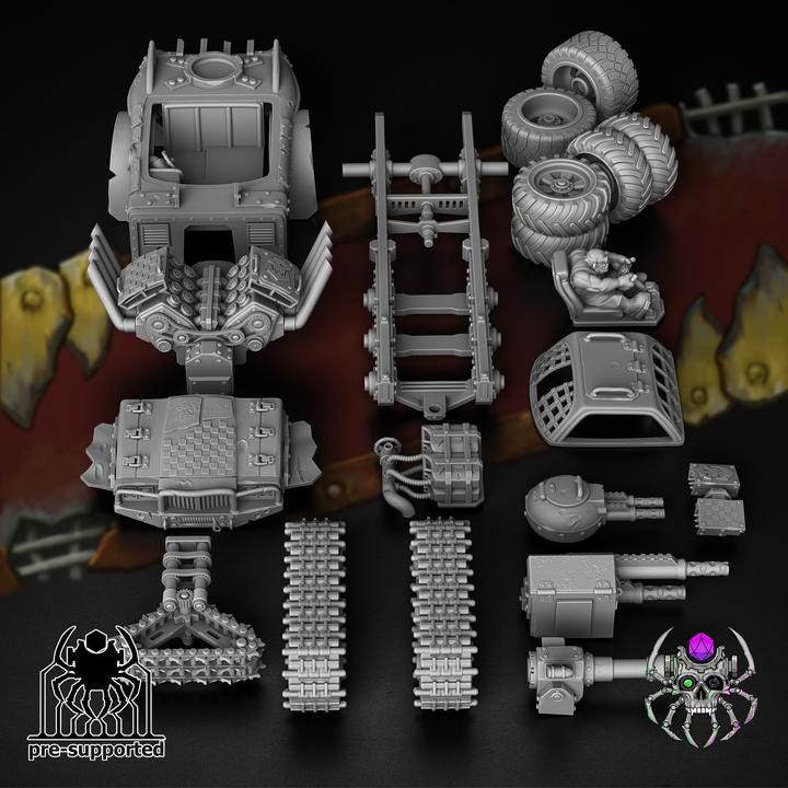 Mad Scrap Truck • 32mm Grimdark Ork Miniature Set for Sci-Fi Wargames & TTRPG | Eight Legs Miniatures mini