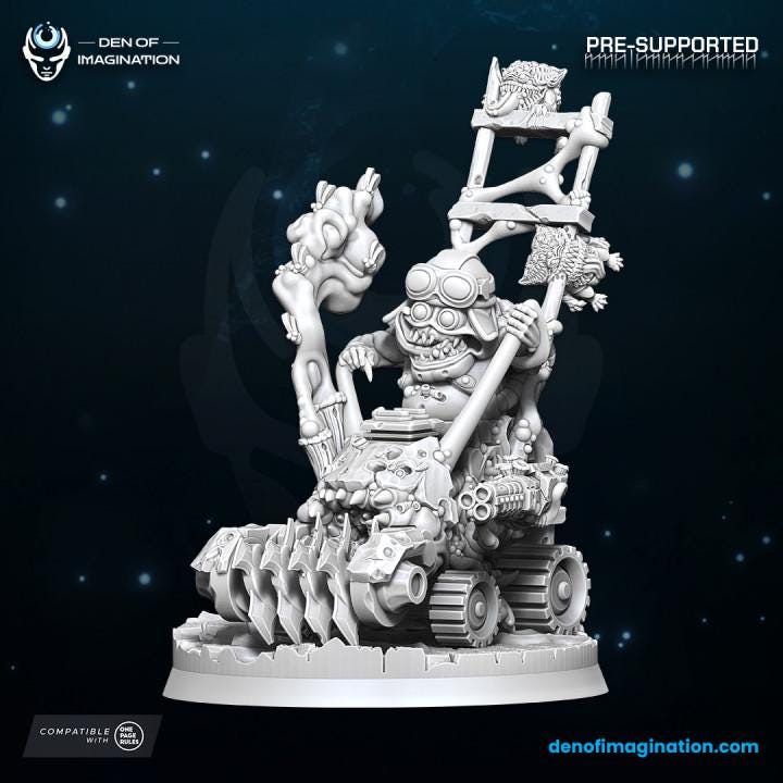 Chaos Lawnmower and Drone - Miniature - WildMesh - Tabletop Wargaming for Grimdark | Alternative  | OPR Sci-Fi mini