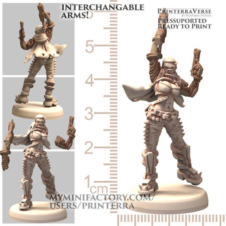 Scifi Rocker Apocalypse Fighter - TechnoPunk - Printerra Studios - Tabletop Wargaming Miniature for Grimdark | OPR | Sci-fi
