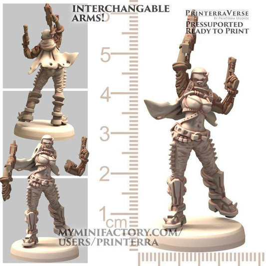 Scifi Rocker Apocalypse Fighter - TechnoPunk - Printerra Studios - Tabletop Wargaming Miniature for Grimdark | OPR | Sci-fi