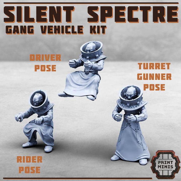 GeneGifter Cults Classic Race Car - Angelika w/ Silent Spectres - Print Minis Tabletop Wargaming Miniature for Grimdark | OPR | Sci-fi