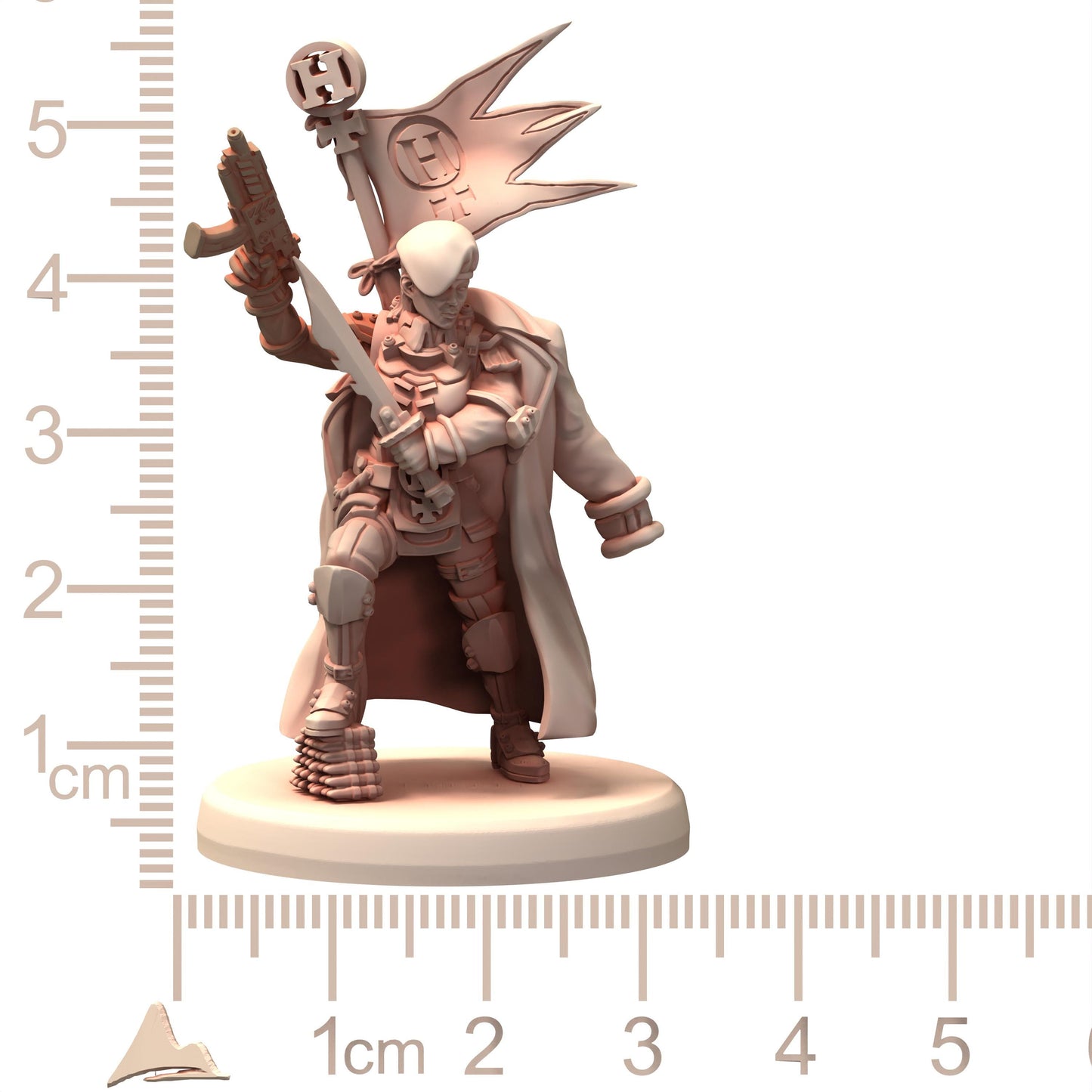 MILITARIA Herrschaft Soldatin Female Army with Gattling and Flamethrower - Printerra - Tabletop Wargaming Miniature for Grimdark OPR Sci-fi