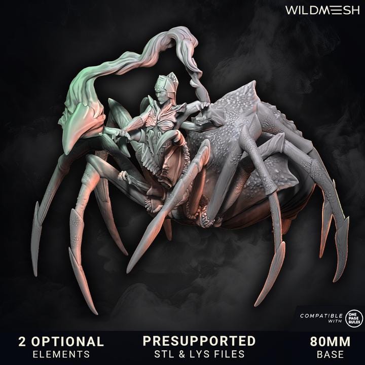 Chaos Spider Warlock July 25 Release - Wildmesh Tabletop Wargaming for Grimdark Alternative OPR