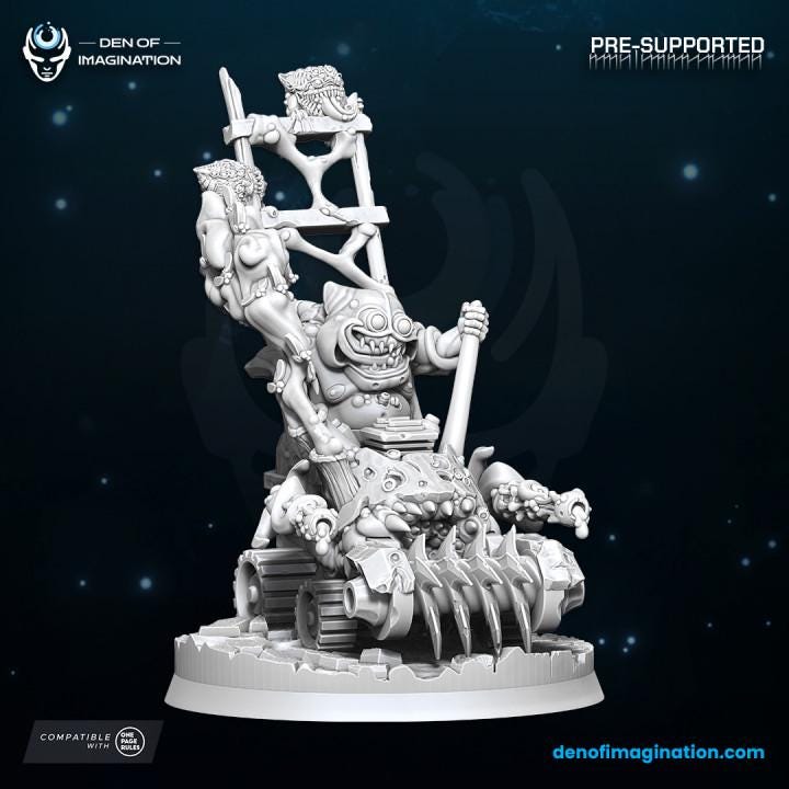 Chaos Lawnmower and Drone - Miniature - WildMesh - Tabletop Wargaming for Grimdark | Alternative  | OPR Sci-Fi mini