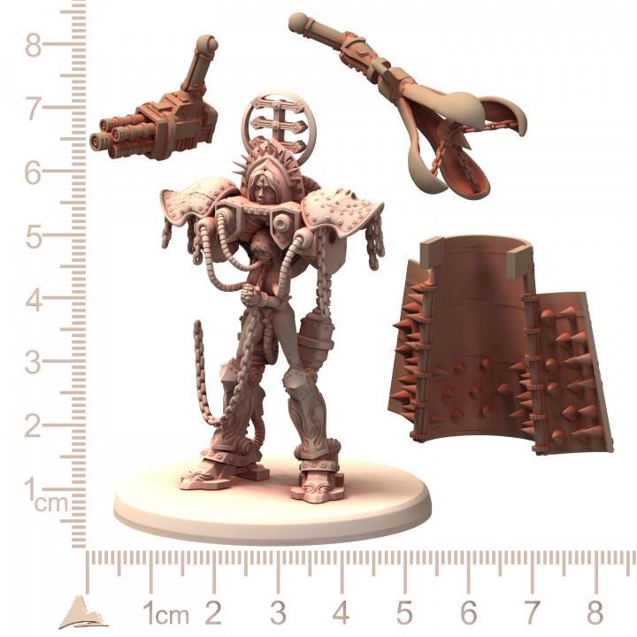 Battle Nuns Prayer Machine Nundam Warsuit -  BELTHAZARK - Printerra Studios - Tabletop Wargaming Miniature for Grimdark | OPR | Sci-fi