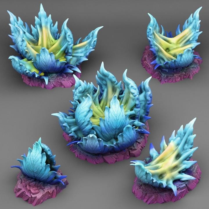 Alien Slime Plants Wargaming Terrain Objectives | Fantastic Plants and Rocks | PathFinder | Mini | Dungeons and Dragons | Fantasy | RPG