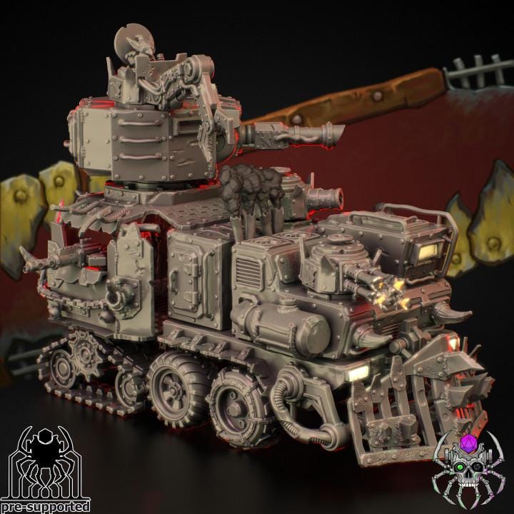 Orkz Heavy Armoured War Wagon • 32mm Grimdark Ork Miniatures Set for Sci-Fi Wargames & TTRPG | Eight Legs Miniatures mini