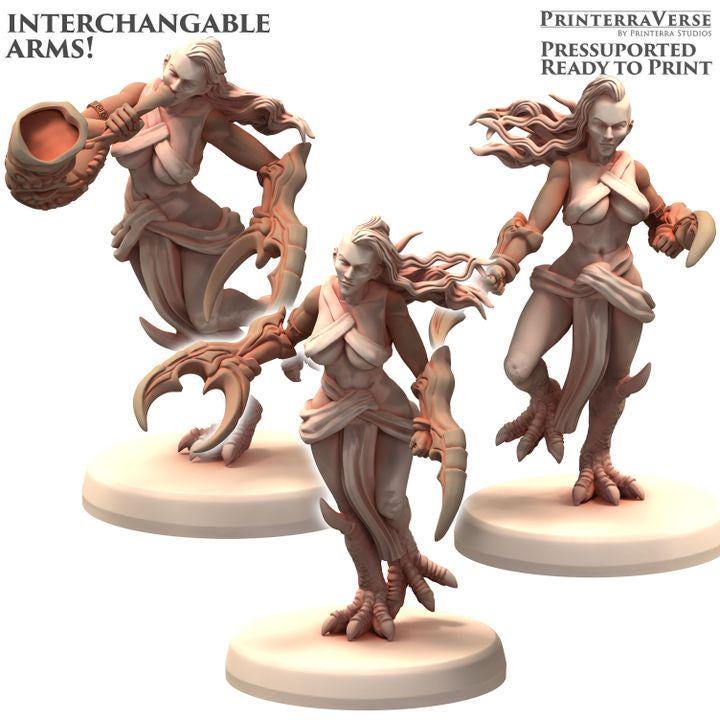 Slaandering Demon Sirena Squad A - Serket - Printerra Studios - Tabletop Wargaming Miniature for Grimdark | OPR | Sci-fi
