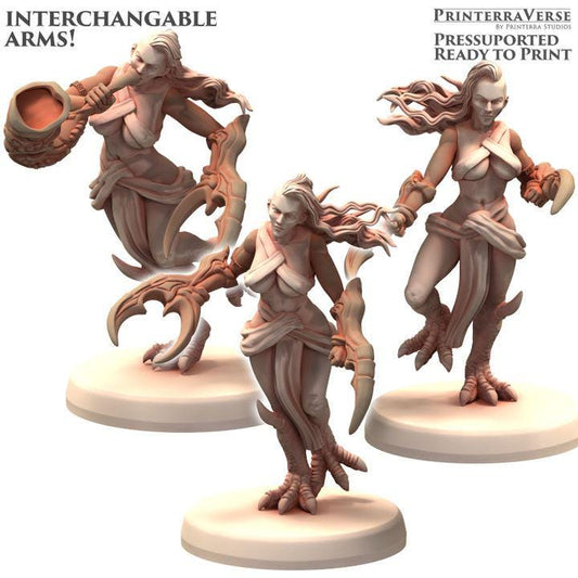 Slaandering Demon Sirena Squad A - Serket - Printerra Studios - Tabletop Wargaming Miniature for Grimdark | OPR | Sci-fi