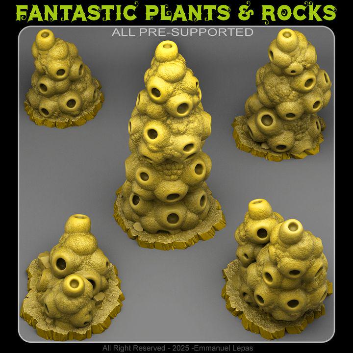 Mutant Anthill Towers Wargaming Terrain Objectives | Fantastic Plants and Rocks | PathFinder | Mini | Dungeons and Dragons | Fantasy | RPG