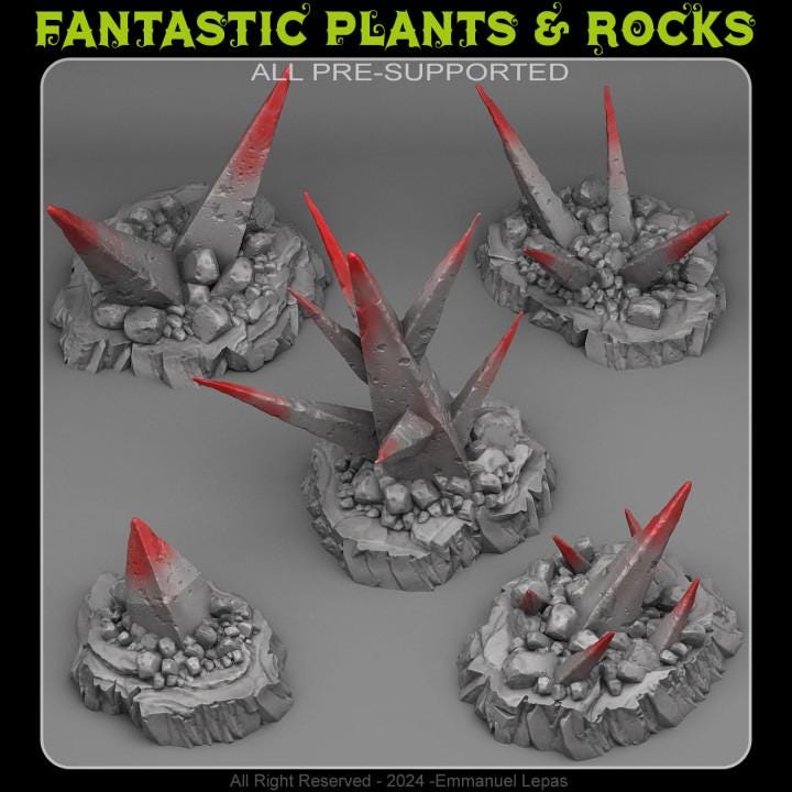 Deadly Shadow Rocks Wargaming Terrain Objectives | Fantastic Plants and Rocks | PathFinder | Mini | Dungeons and Dragons | Fantasy | RPG