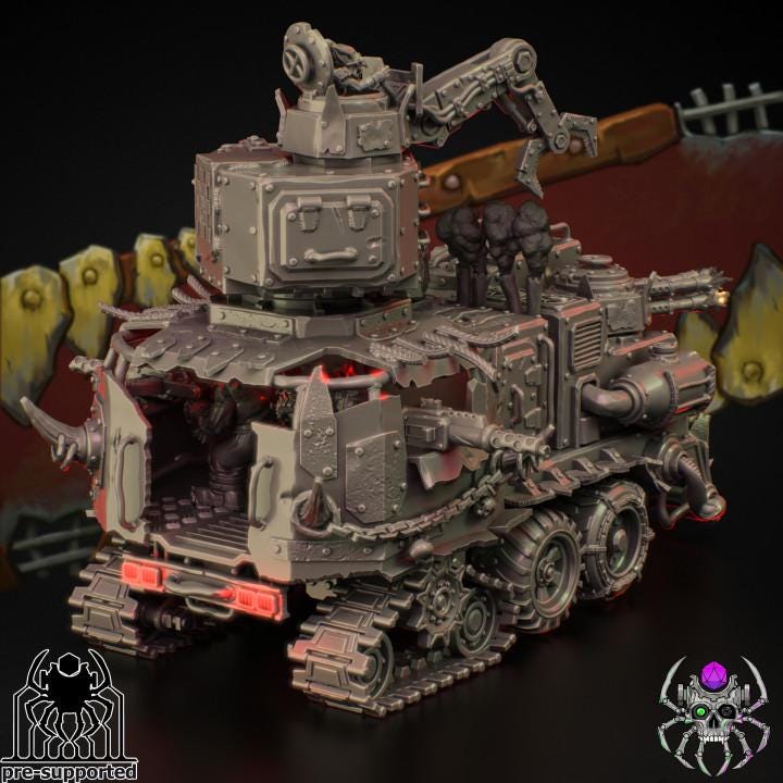 Orkz Heavy Armoured War Wagon • 32mm Grimdark Ork Miniatures Set for Sci-Fi Wargames & TTRPG | Eight Legs Miniatures mini